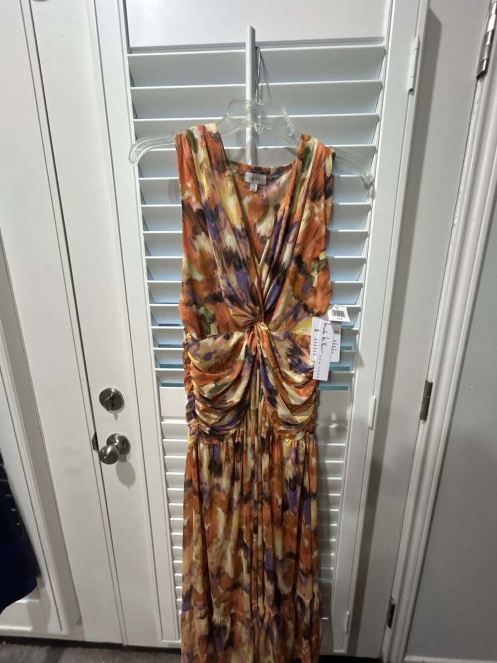 Nicole Miller New York Sleeveless Twist Front Abstract Print Maxi Dress